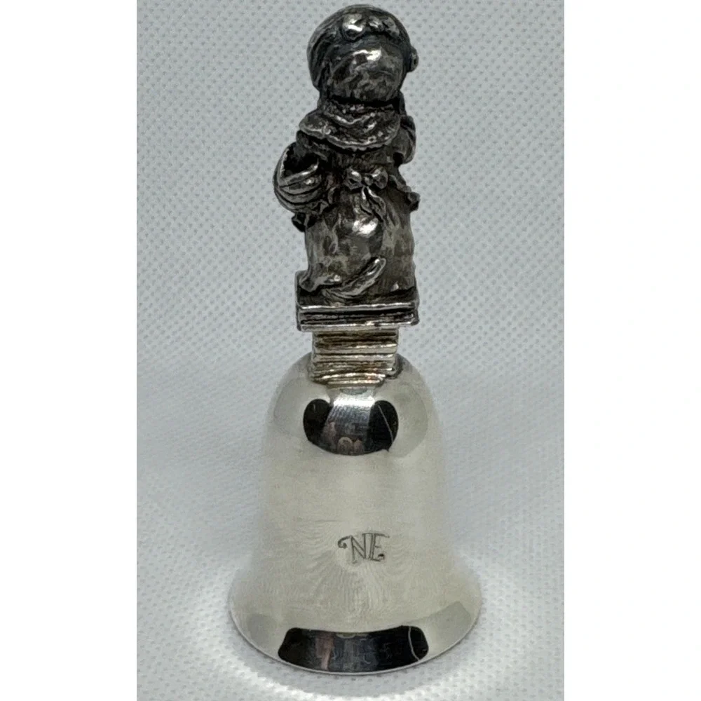Vintage NE Mrs Ribby Beatrix Potter Silverplate Pewter Bell